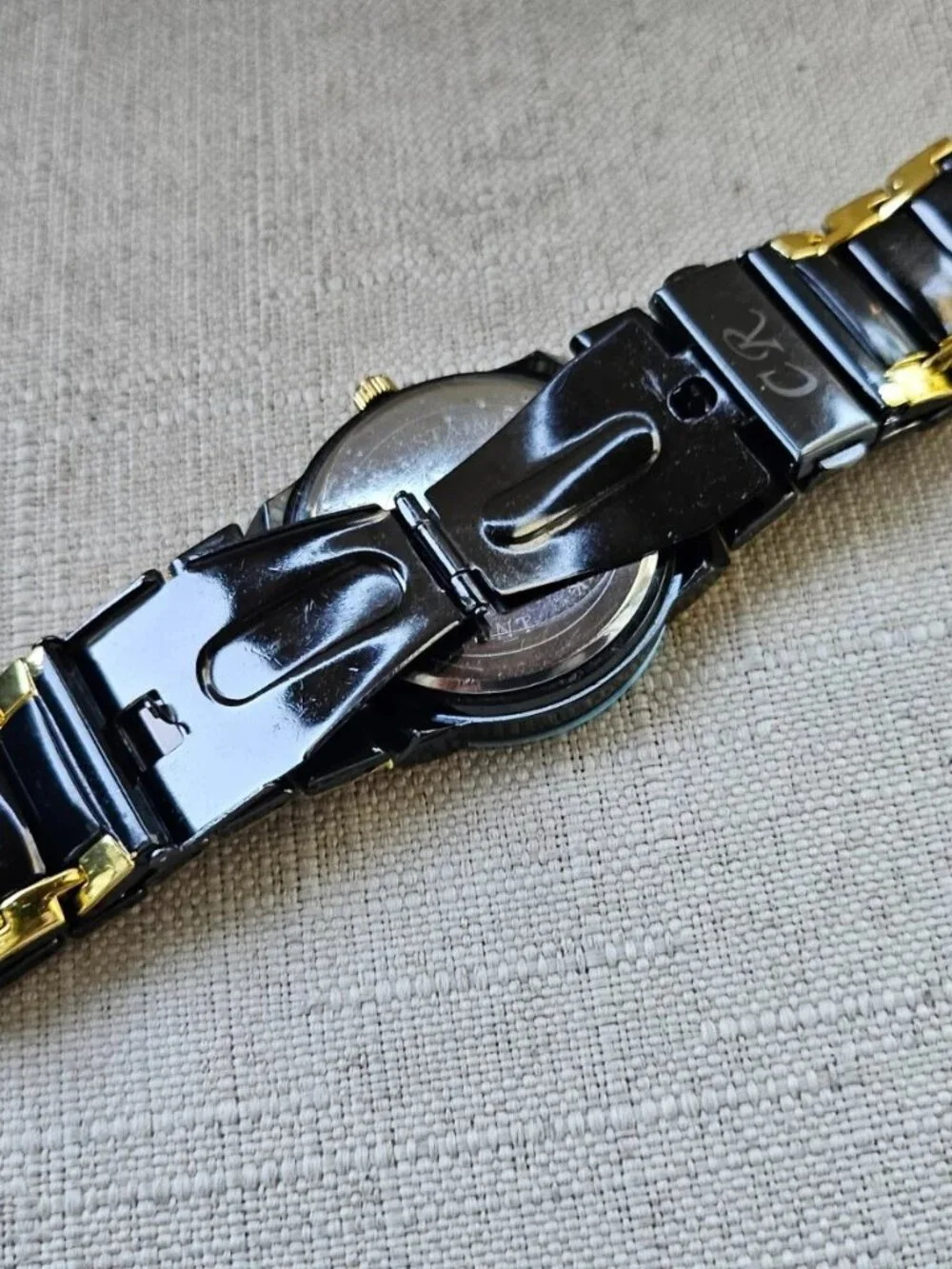 Charles Raymond Men Wristwatch Black/Gold Dual Tone Analog Quartz Wrist Watch